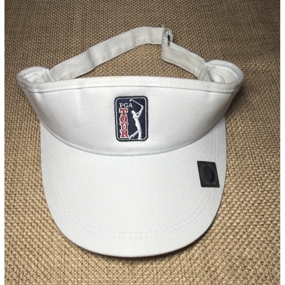 Vtg PGA Tour Golf Visor Unisex White 90s 80s Pickleball Tennis Hat Adjustable